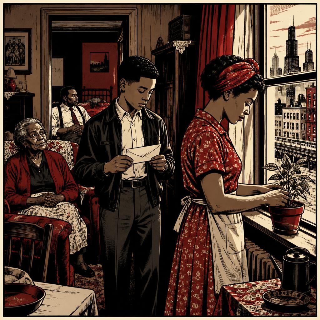 Illustrated scene for Lorraine Hansberry